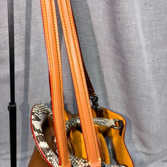 Coach Rogue Bag 36 With Colorblock Snake C4557 Python Black Copper 1941 Saddle - Picture 11 of 11
